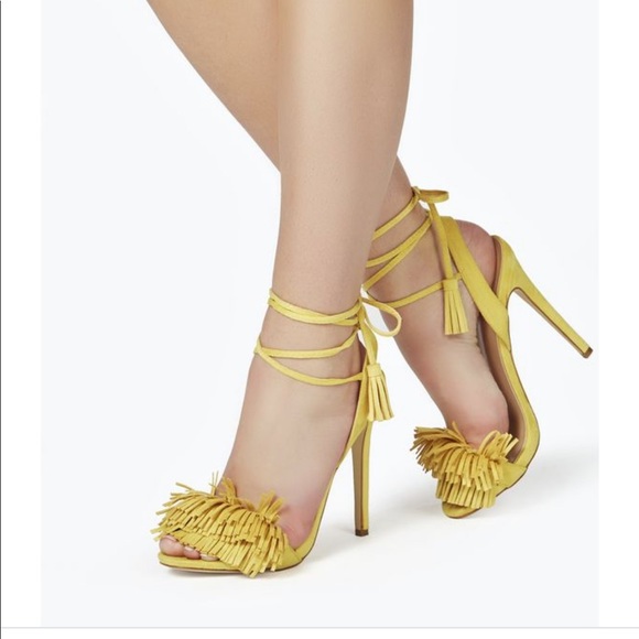 yellow fringe heels